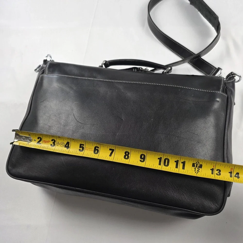 Coach Messenger Bag Mens Large Black Leather Briefcase Crossbody Office